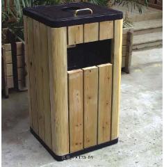 供应安徽垃圾桶厂家木制园林垃圾桶图片