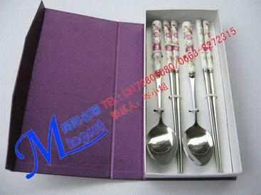 供应大号精品陶瓷勺筷4件套（礼盒装）大号精品陶瓷勺筷4件套礼盒装