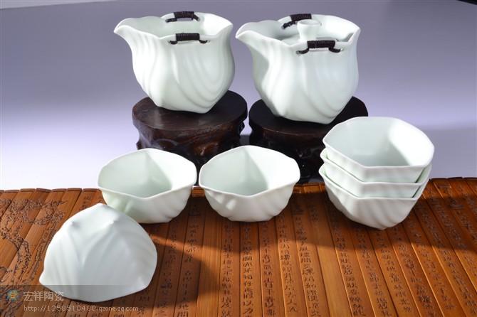 亚光四角壶组陶瓷茶具供应商批发