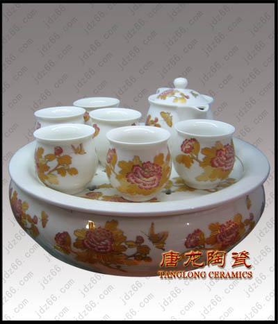 供应粉彩描金牡丹陶瓷茶具 陶瓷茶具套装 陶瓷礼品定做