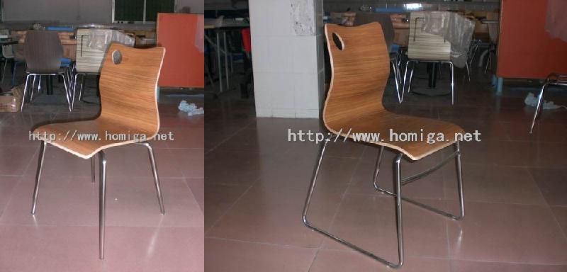 供应新款高档不锈钢弯曲木/防火板/耐火板餐椅，连锁餐厅优质餐椅