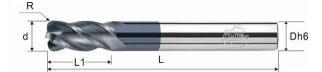 标准型圆鼻钨钢铣刀（4刃）标准型圆鼻钨钢铣刀4刃