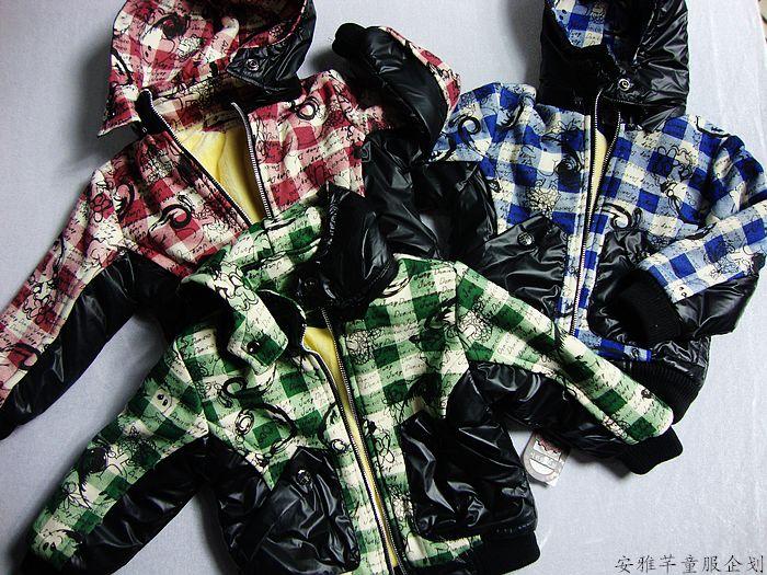 时尚童外套供应中小童男童格子加棉加绒外套 日韩风格
