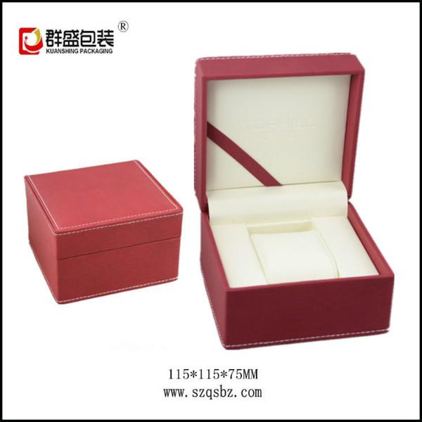 供应皮革手表盒 礼品手表盒 红色PU手表盒 皮质塑料手表盒子