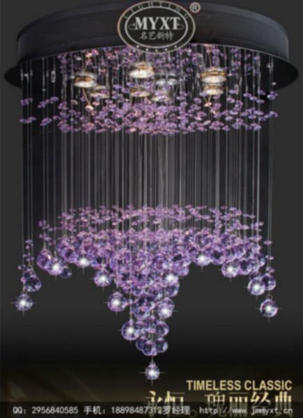 紫色现代楼梯水晶灯批发