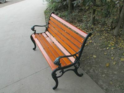 供应广汉木条休闲椅靠背椅铸铁椅 景区休闲椅图片