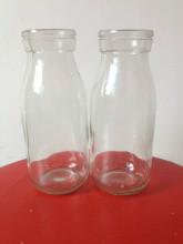 供应透明玻璃压盖口鲜奶瓶、奶吧专用瓶、最低价批发玻璃瓶厂家