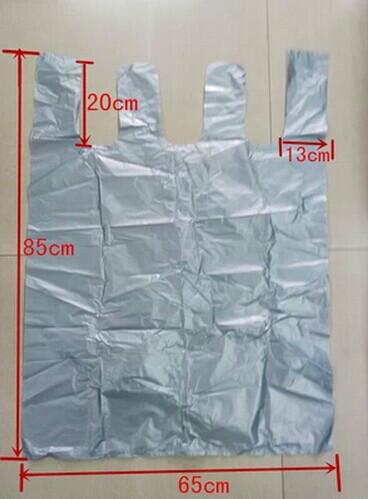 武汉市批发65/85cm大号加厚塑料袋打包袋厂家批发65/85cm大号加厚塑料袋打包袋搬家袋黑银色背心袋50个/扎