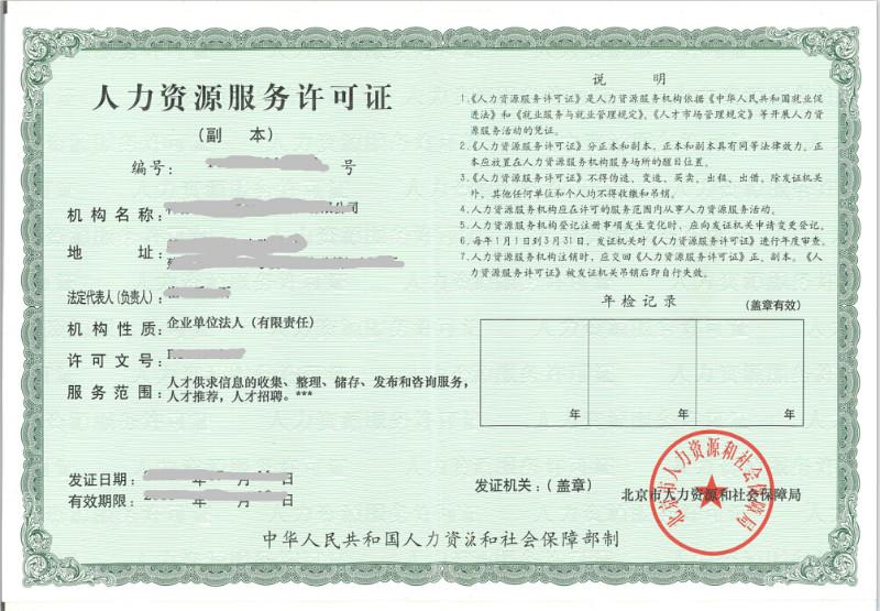 供应人力资源许可证-北京义德商务咨询有限公司