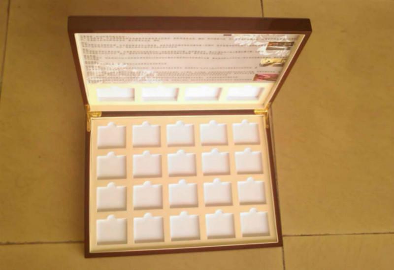 供应木胚灰色金币盒深圳工厂订做高档精美PU皮金币盒子 翻盖银币盒