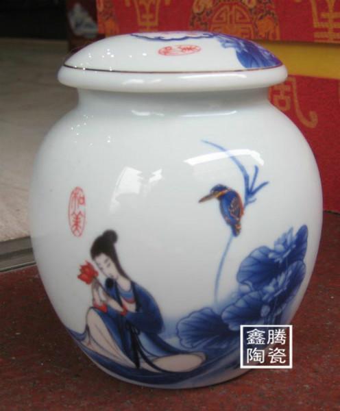 供应密封罐-蜜蜂罐-批发粉彩茶叶罐，陶瓷花卉罐