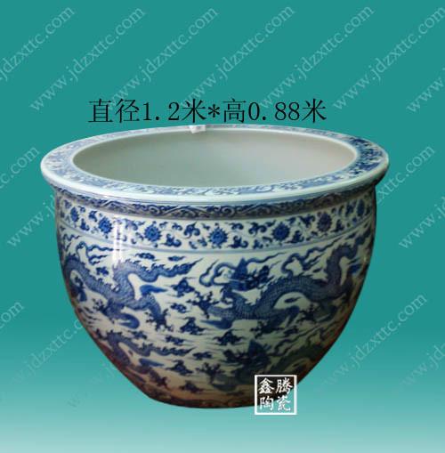 手绘青花1.2米陶瓷大缸价格批发