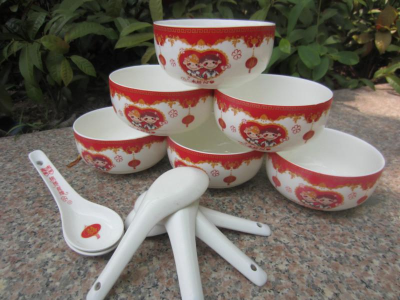 韩式陶瓷碗六碗六勺-四碗四勺批发