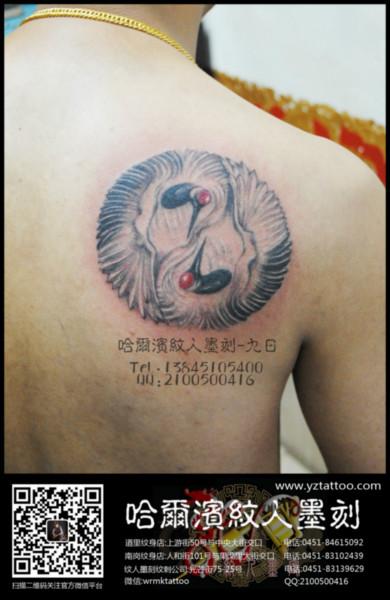 供应哈尔滨纹身后背纹身肩胛纹身太极鹤