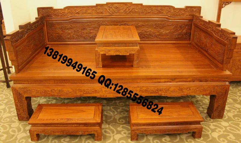 供应东阳红木家具罗汉床，古典家具罗汉床，唐雕罗汉床，红木家具