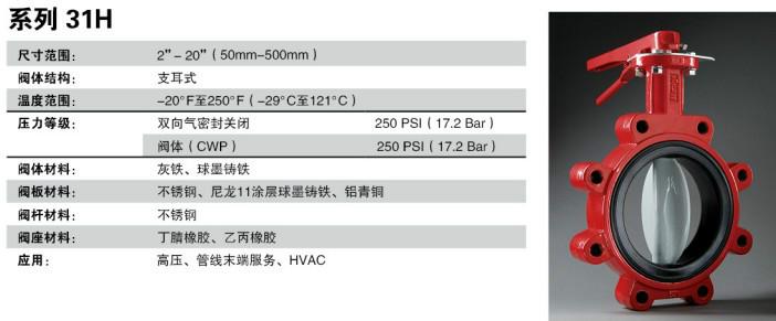 供应美国博雷S31H系列支耳式蝶阀