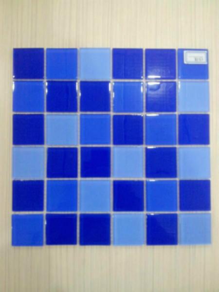 供应酒店泳池瓷砖.48规格蓝色泳池水晶马赛克