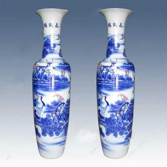 供应用于的大花瓶定做厂家青花仿古陶瓷大花图片