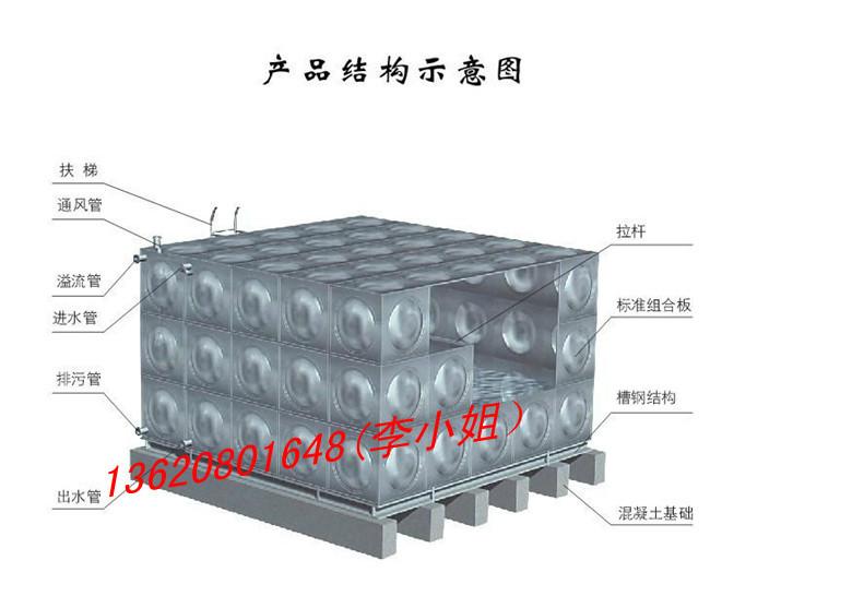 汕头焊接式方形保温水箱-组合式不锈钢保温水塔报价-方形冷水箱批发价