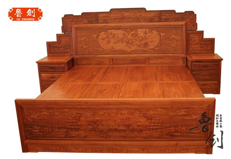东阳红木厂 鲁创红木 红木家具 红木大床 供应十全十美大床图片