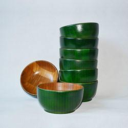 供应彩色油漆竹碗巨匠厂家批发定制天然原竹原生态原竹彩色油漆竹碗餐具