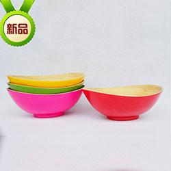 供应船型竹碗沙拉碗巨匠厂家批发定做天然欧式环保手工彩色船型竹碗沙拉碗