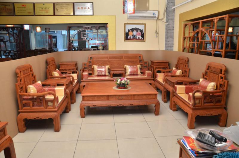 供应六合同春花梨木沙发中式客厅实木沙发组合红木沙发七件套仿古家具