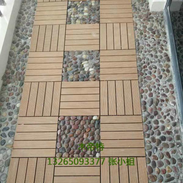 供应拼花木塑地板厂家现货30030025塑木拼花地板环保木塑diy拼花地板图片