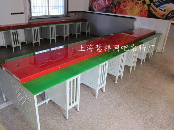 供应上海网吧桌椅双层钢化玻璃电脑桌 经典耐用网吧桌