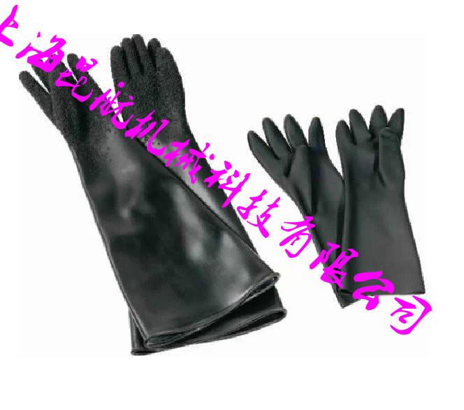 供应天津65公分长加厚橡胶喷砂手套 带颗粒喷砂防护手套
