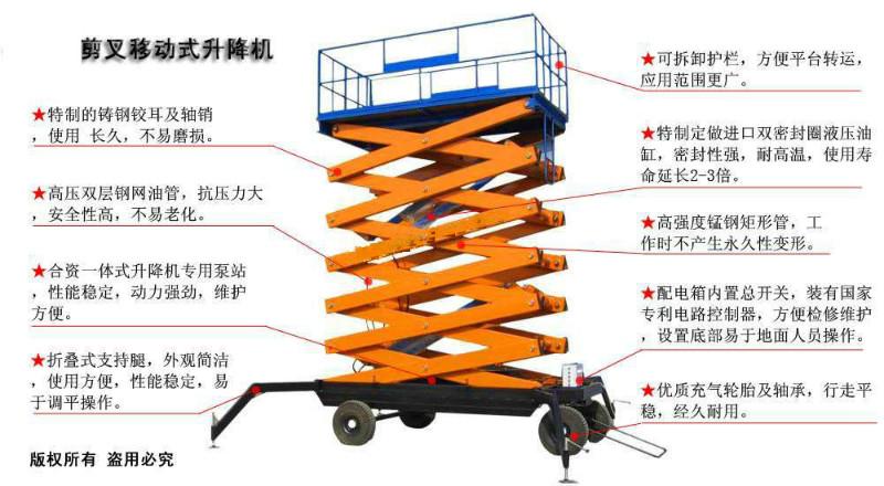 供应用于高空维修作业的山西太原12米移动升降机液压升降梯图片