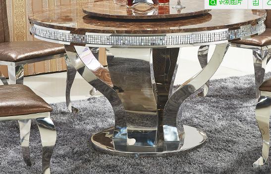 供应不锈钢现代简欧大理石钢化玻璃餐桌