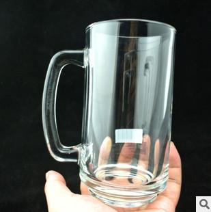 供应透明玻璃啤酒杯把杯丽尊正品 透明玻璃啤酒杯 把杯 果汁茶饮杯