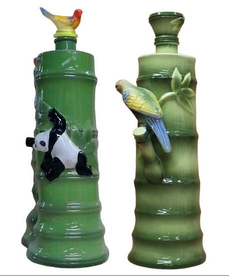 供应10斤花鸟竹子珐琅瓷酒瓶，陶瓷酒瓶批发酒瓶订做，订购13879808912。
